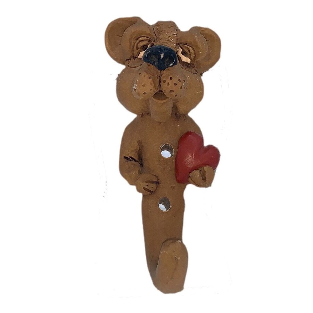Vintage 1982 Curious Critters Hand Cast Bear Wall Hanger With Accessories USA